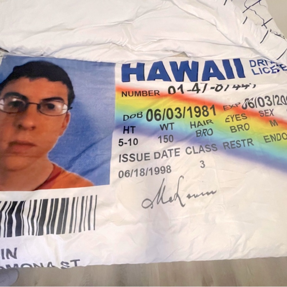 McLovin Fake ID Flag AUTHENTIC
Banner College Dorm Frat SuperBad
